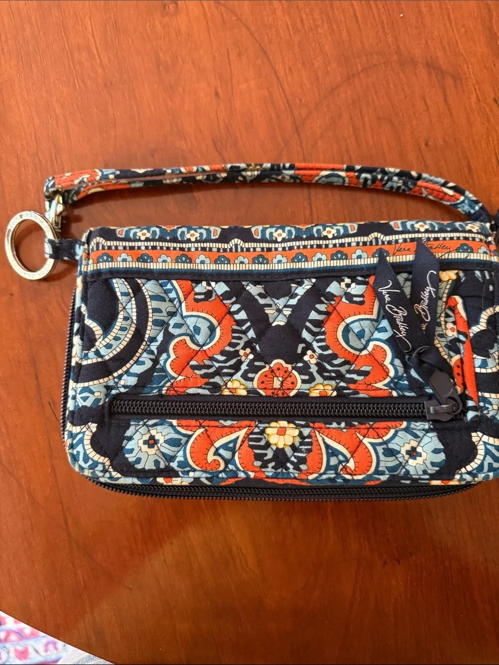 Vera Bradley Navy, Blue & Coral Quilted Wristlet